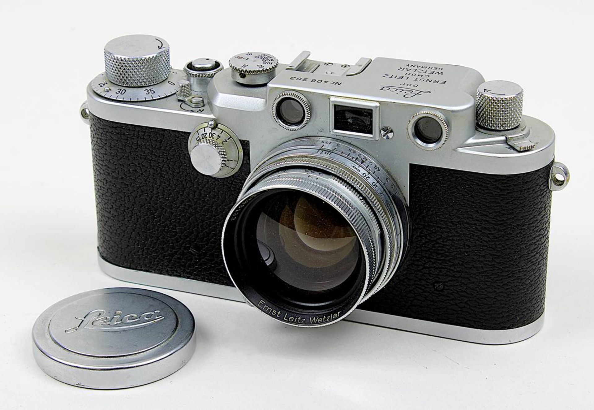 Leica III, wohl III B (?), Kleinbild-Sucherkamera, Ernst Leitz Wetzlar, um 1938 o. 1940er Jahre, Nr.