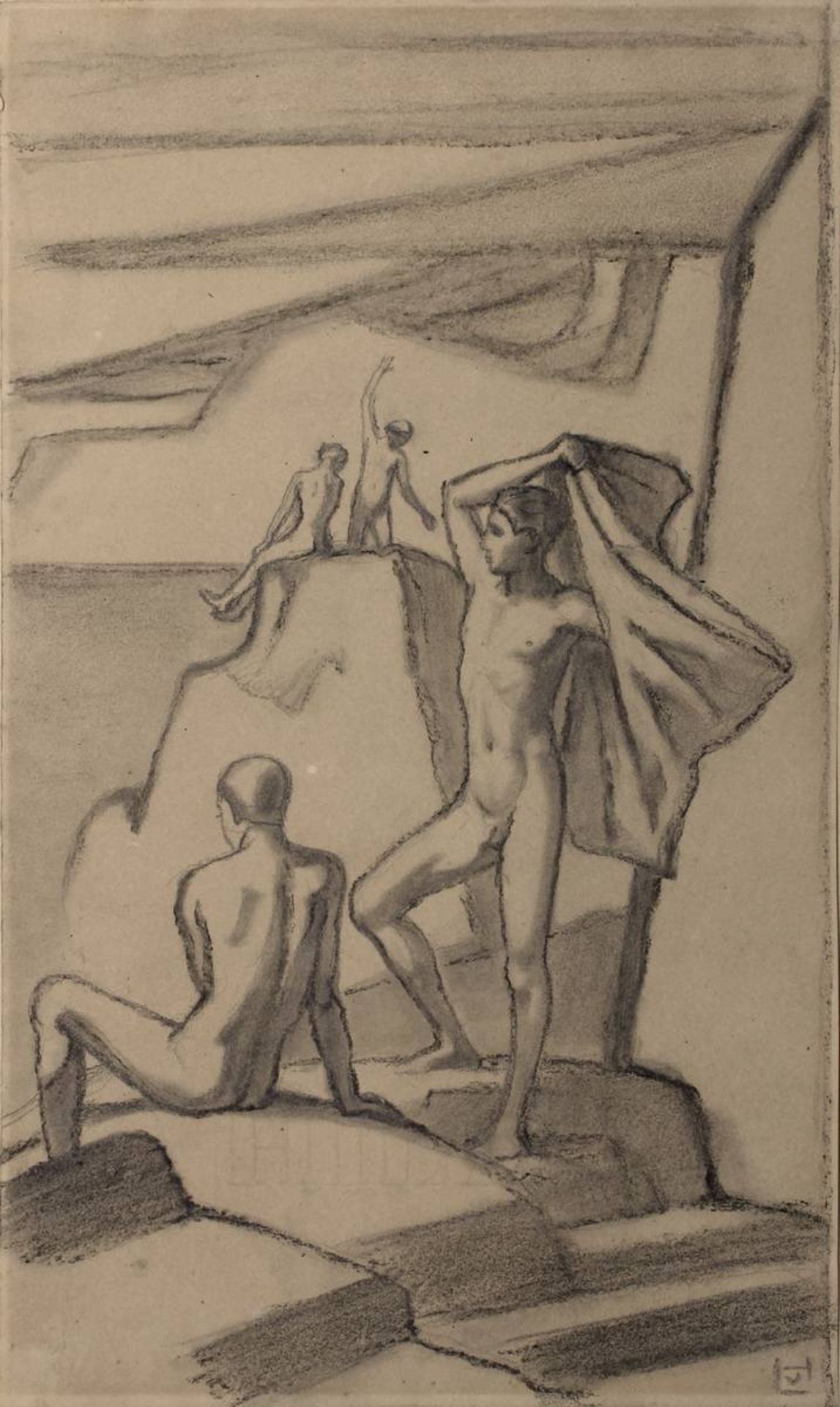 Hofmann, Ludwig von (Darmstadt 1861 - 1945 Pillnitz/Dresden), 2 Arbeiten: Akte am Meer, lavierte - Bild 3 aus 3