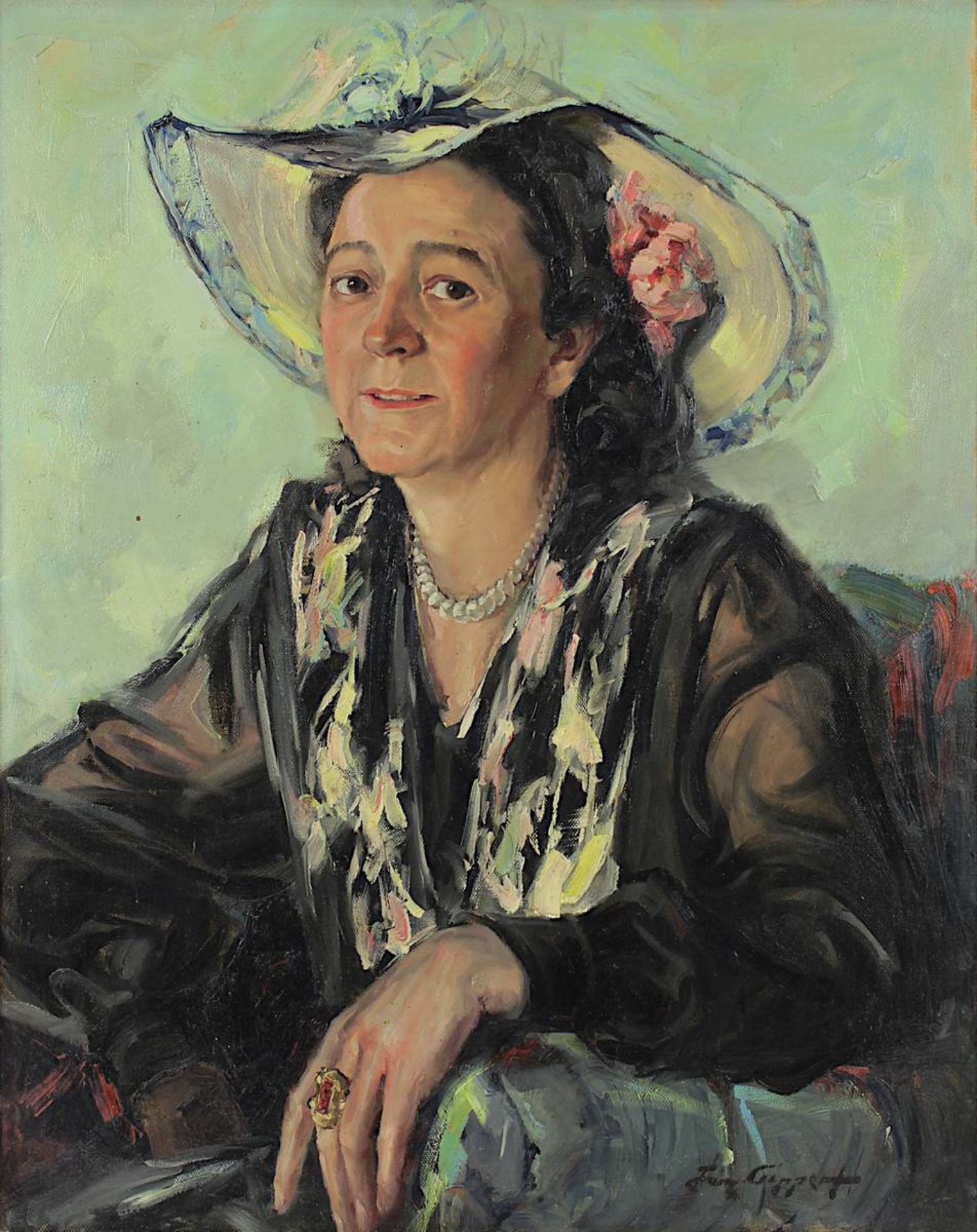 Lippert, Karl Friedrich (Hannover 1894 - 1943 Hannover), Feine Dame, Öl auf Leinwand, rechts unten - Bild 2 aus 4