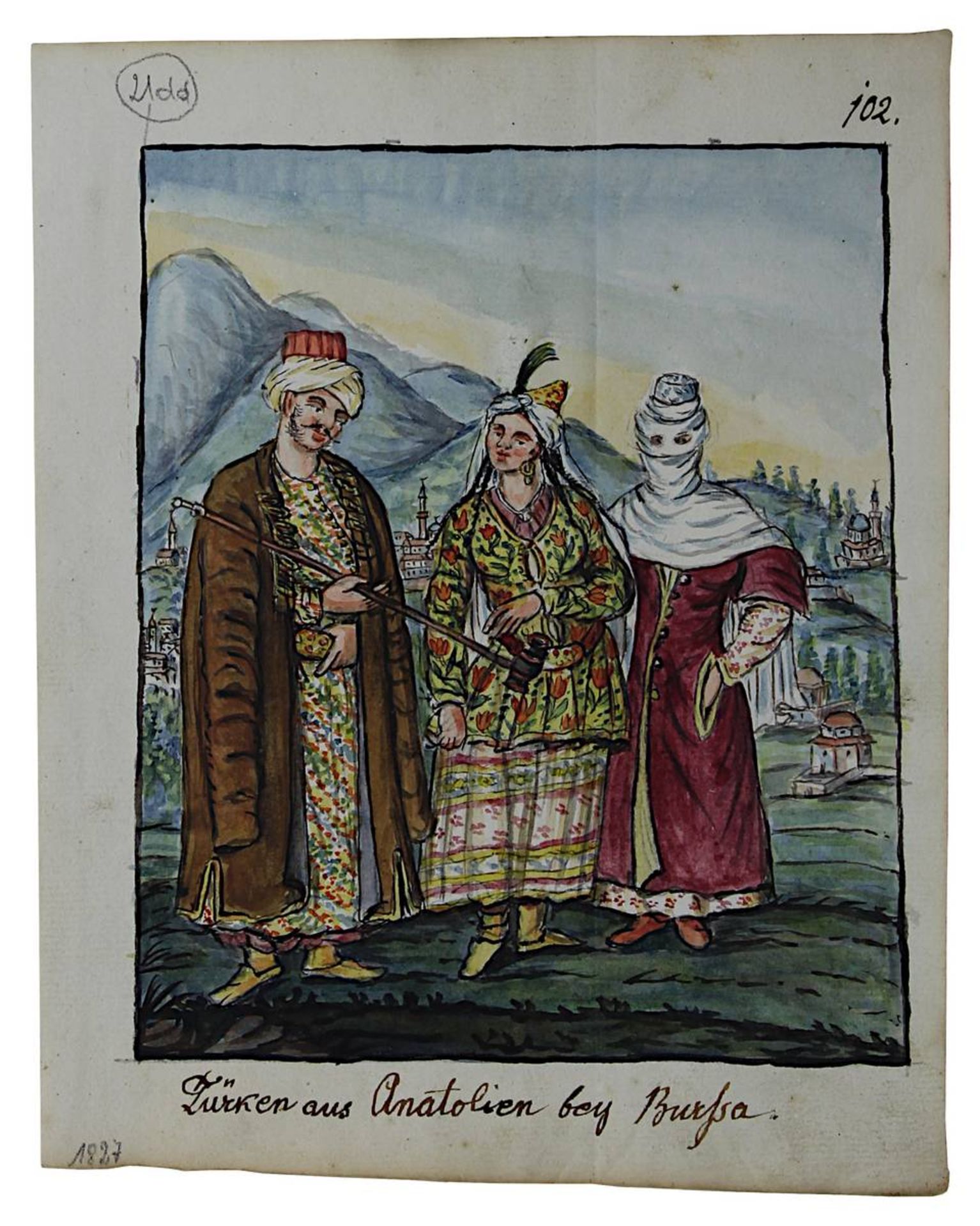 Deggendorfer, Aloys, Zeichner u. Illustrator um 1827, 5 Aquarelle zu einem Werk über Asiens - Bild 3 aus 6