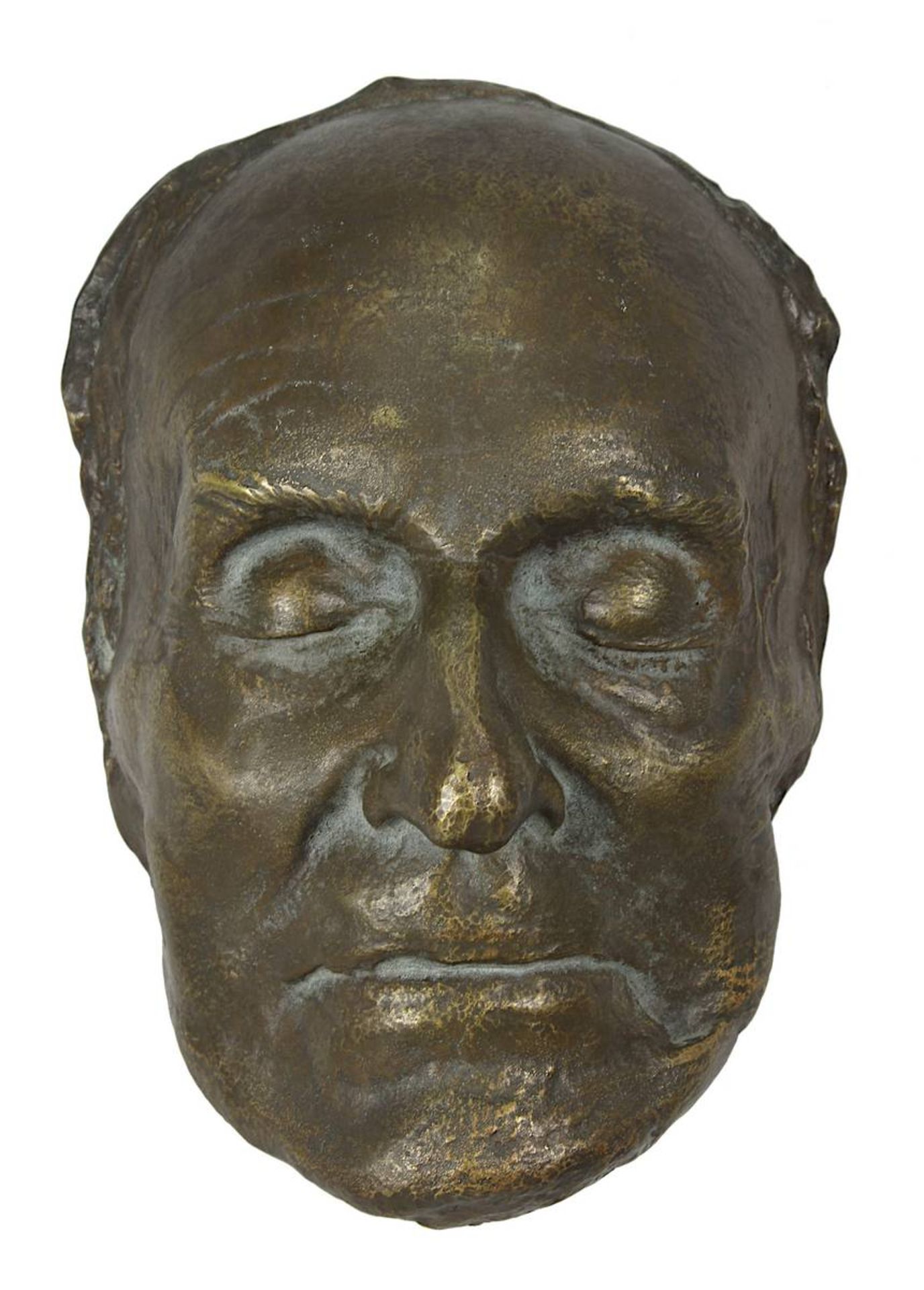 Rülke, Ernst (Leipzig 1896 - 1964 Bonn) "Totenmaske von Gerhart Hauptmann", Bronze mit goldbrauner
