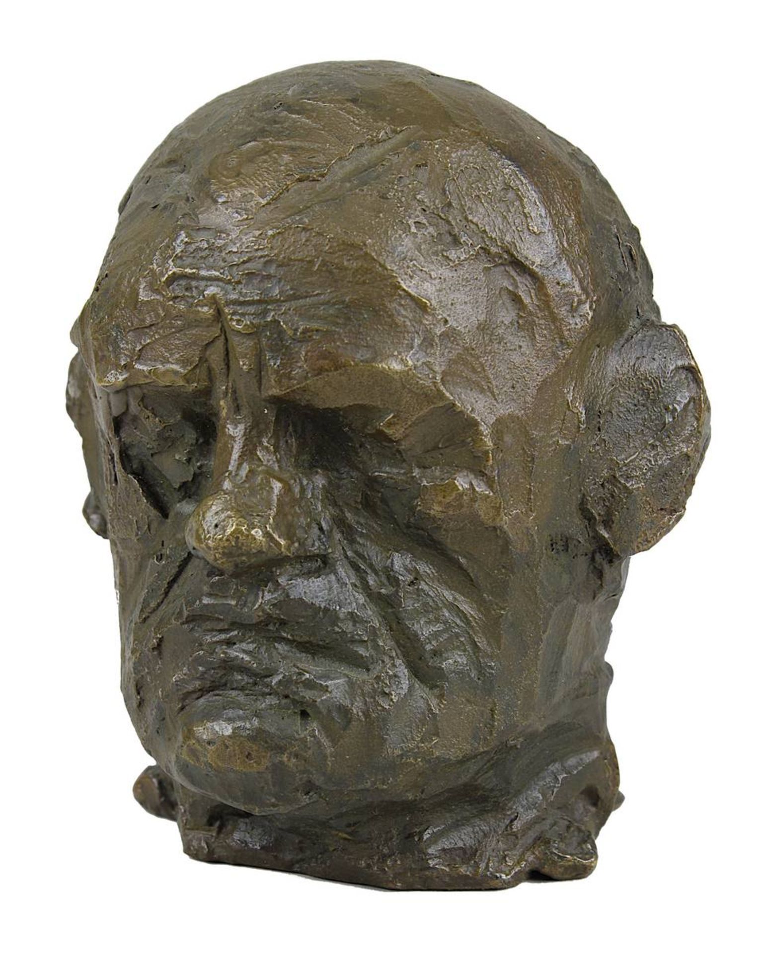 Hrdlicka, Alfred (Wien 1928 - 2009 Wien) "Selbst", kleiner Porträtkopf des Künstlers, Bronze mit