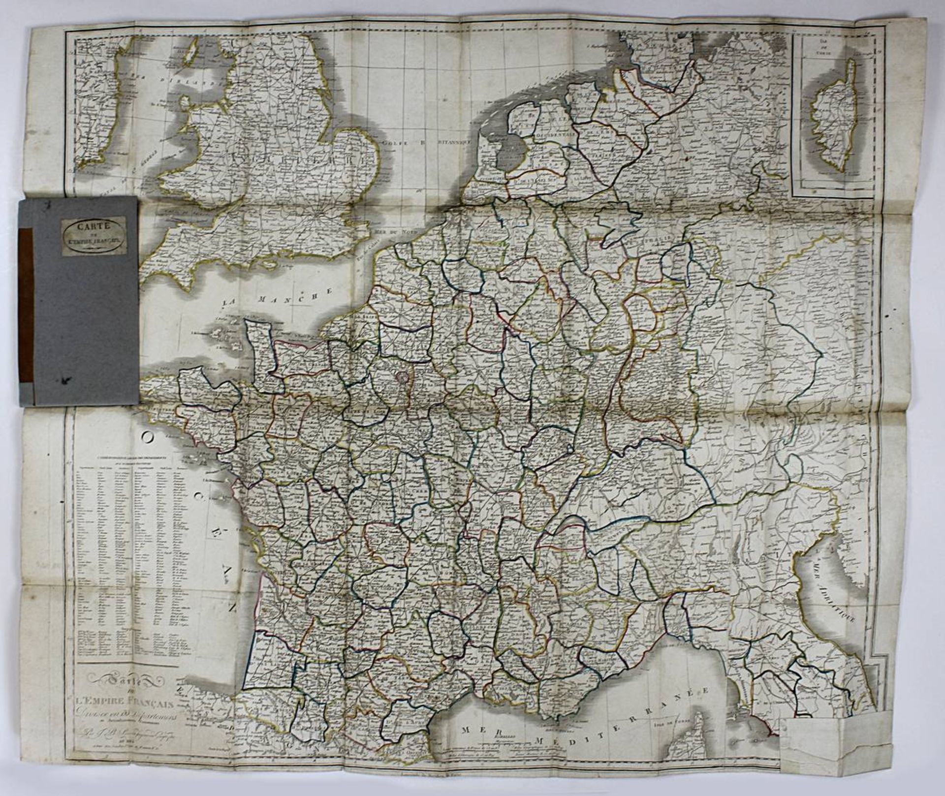Carte de L´Empire Francais divisée en 133 Departemens..., grenzkolorierte Kupferstichkarte von 1812,