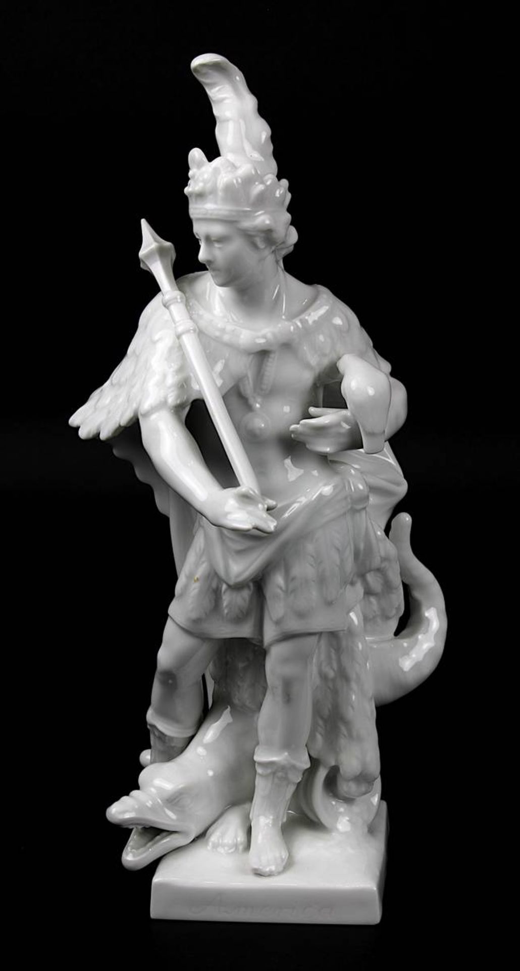 Amerika, Porzellanfigur, KPM Berlin 2. H. 20. Jh., Weißporzellan, allegorische Figur eines