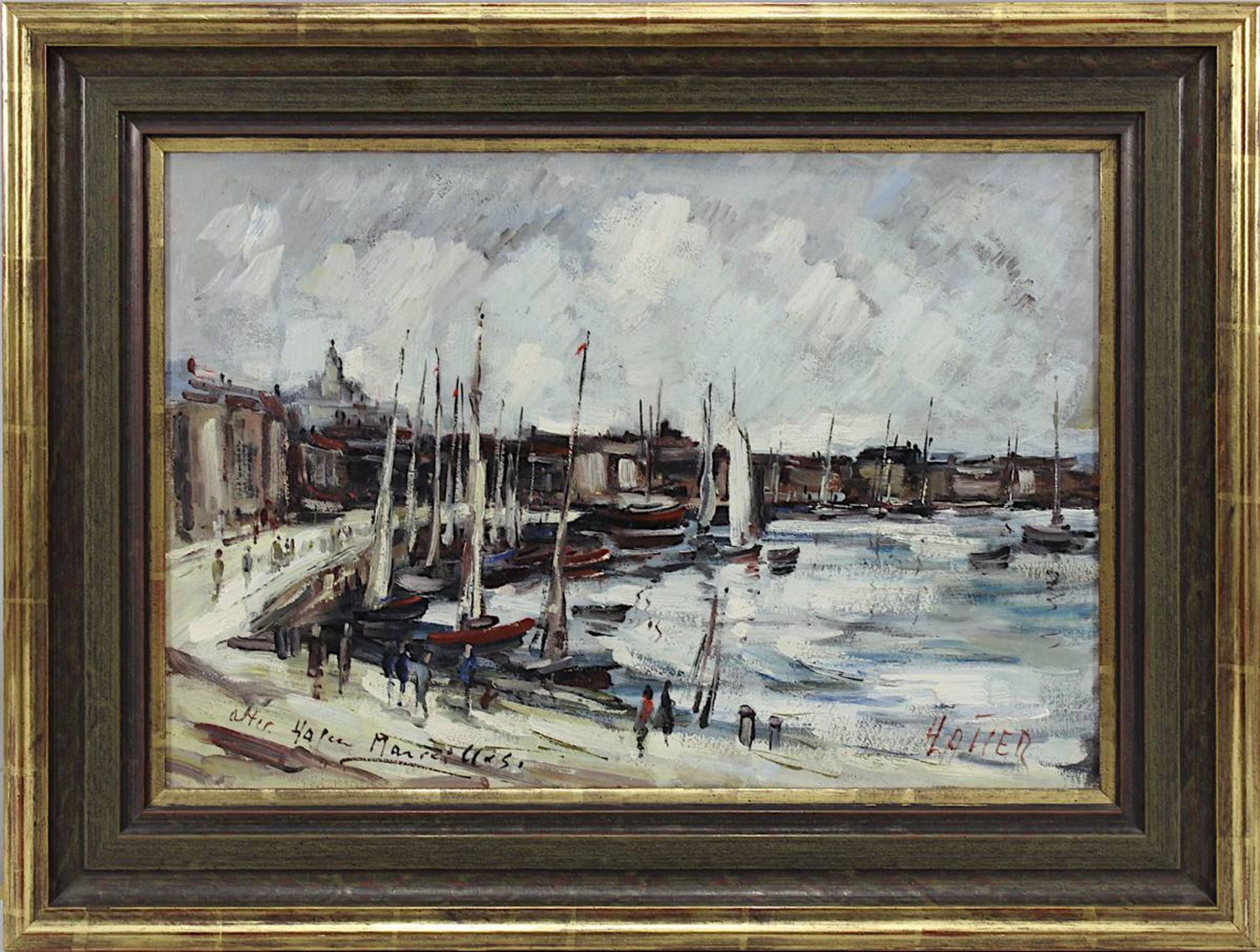 Lauer, Heinz (Saarbrücken 1924 - 2014 Saarbrücken),"Alter Hafen Marseilles", Öl auf Platte, am