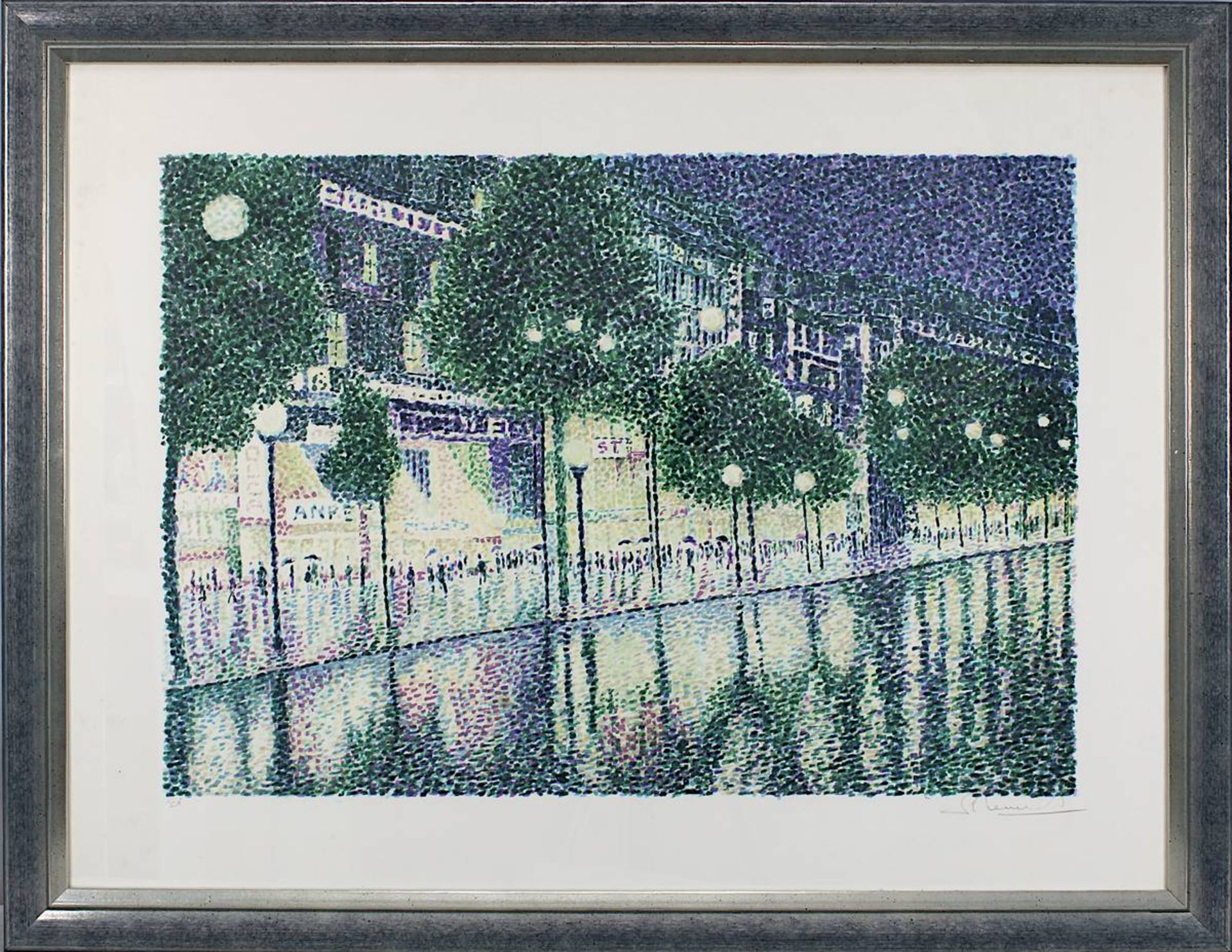 Mendjisky, Serge (Paris 1929 - 2017 Paris), Uferpromenade an der Seine bei Nacht,