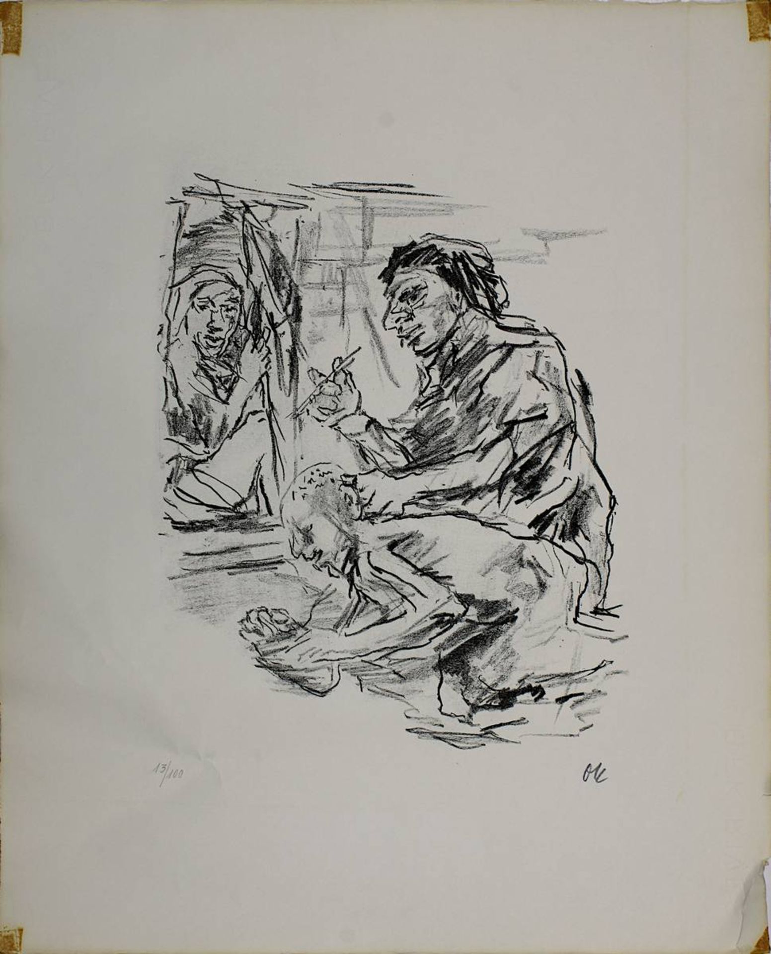 Kokoschka, Oskar ( Pöchlarn 1886 - 1980 Montreux), figürliche Szene, Lithographie, am unt. Rand im