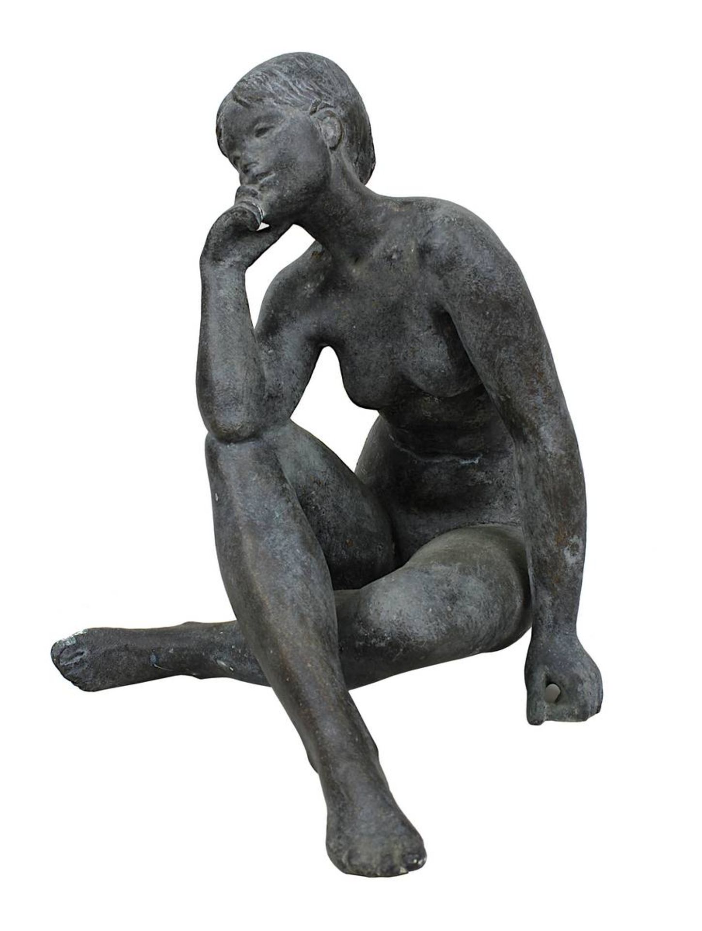 Faltermeier, Heinrich (München 1909 - 1999 Piesenkam), "Sinnende", sitzender weiblicher Akt
