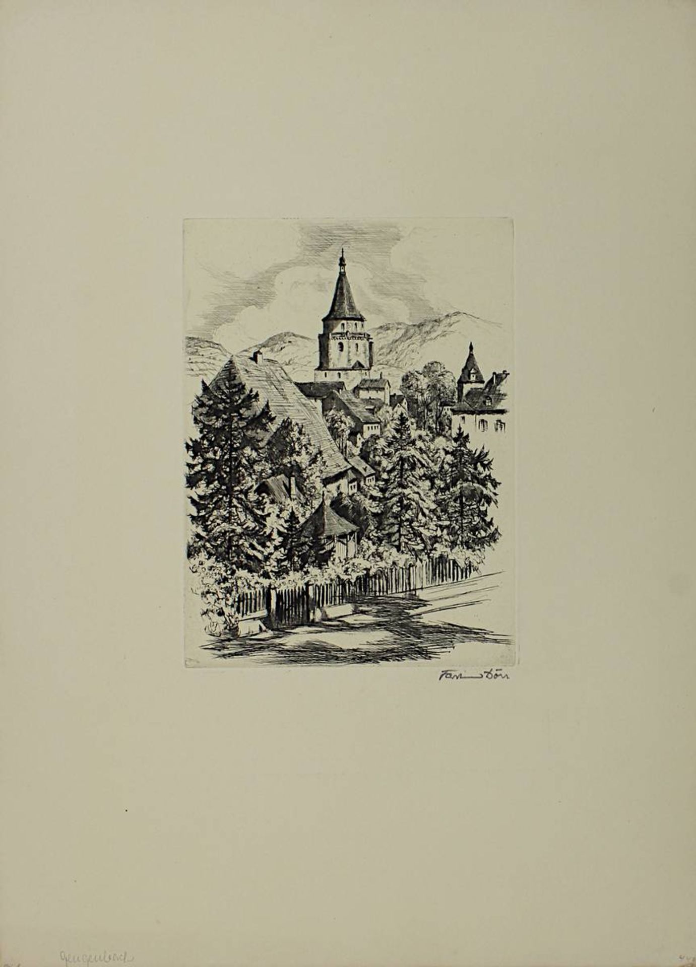 Dörr, Ferdinand (Bad Dürrheim 1880 - 1968 Karlsruhe), Sechs Radierungen mit Schwarzwaldansichten, - Bild 2 aus 7