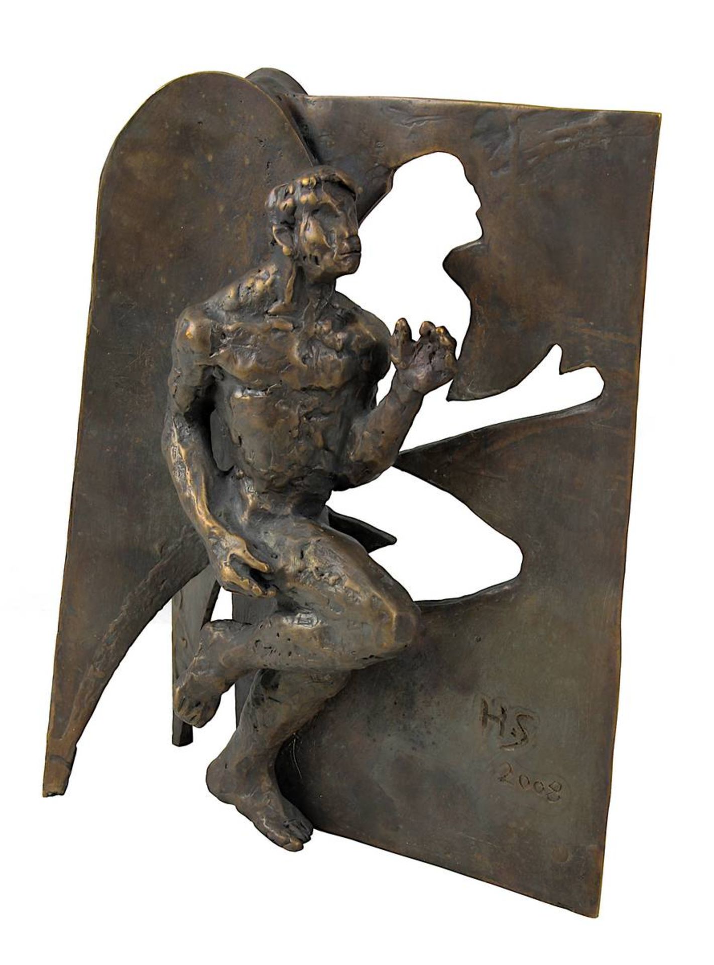 Schröder, Hans (Saarbrücken 1930 - 2010 Saarbrücken), Läufer vor einer Wand, Bronze mit schöner