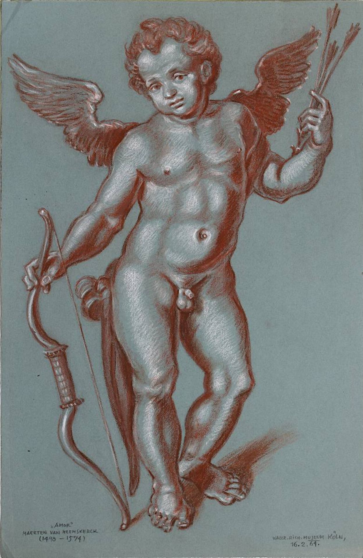 Zeichner, M. 20. Jh., zwei Zeichnungen in Rötel u. Kohle, nach Altmeistern: "Amor", aus dem Org. - Bild 2 aus 3