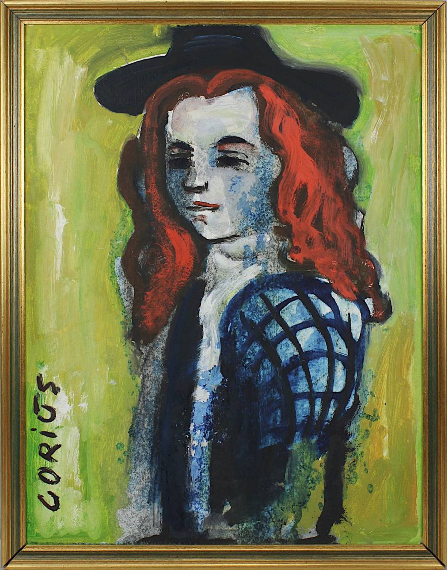 Gorius, Wolfgang (Hagen 1932 - 2003 Saarbrücken), Junge Frau mit rotem Haar, als Schulterstück, Öl