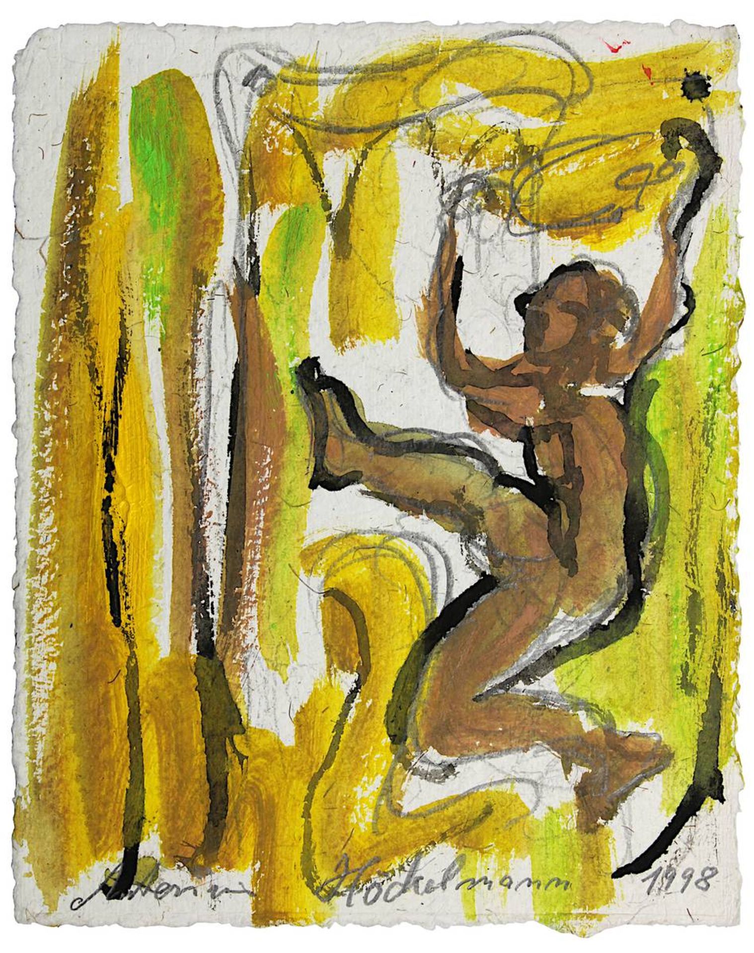 Höckelmann, Antonius (Oelde 1937 - 2000 Köln), tanzende Figur, Aquarell-Mischtechnik über Bleistift,