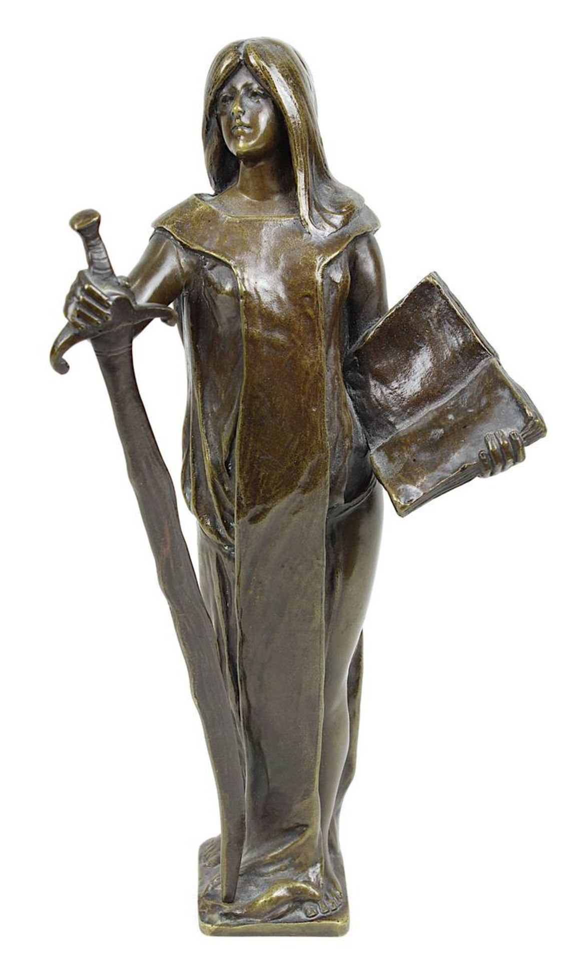 Kowalczewski, Paul Ludwig (Mieltschin 1865 - 1910 Berlin), Justitia, Bronzefigur als Frau mit Buch
