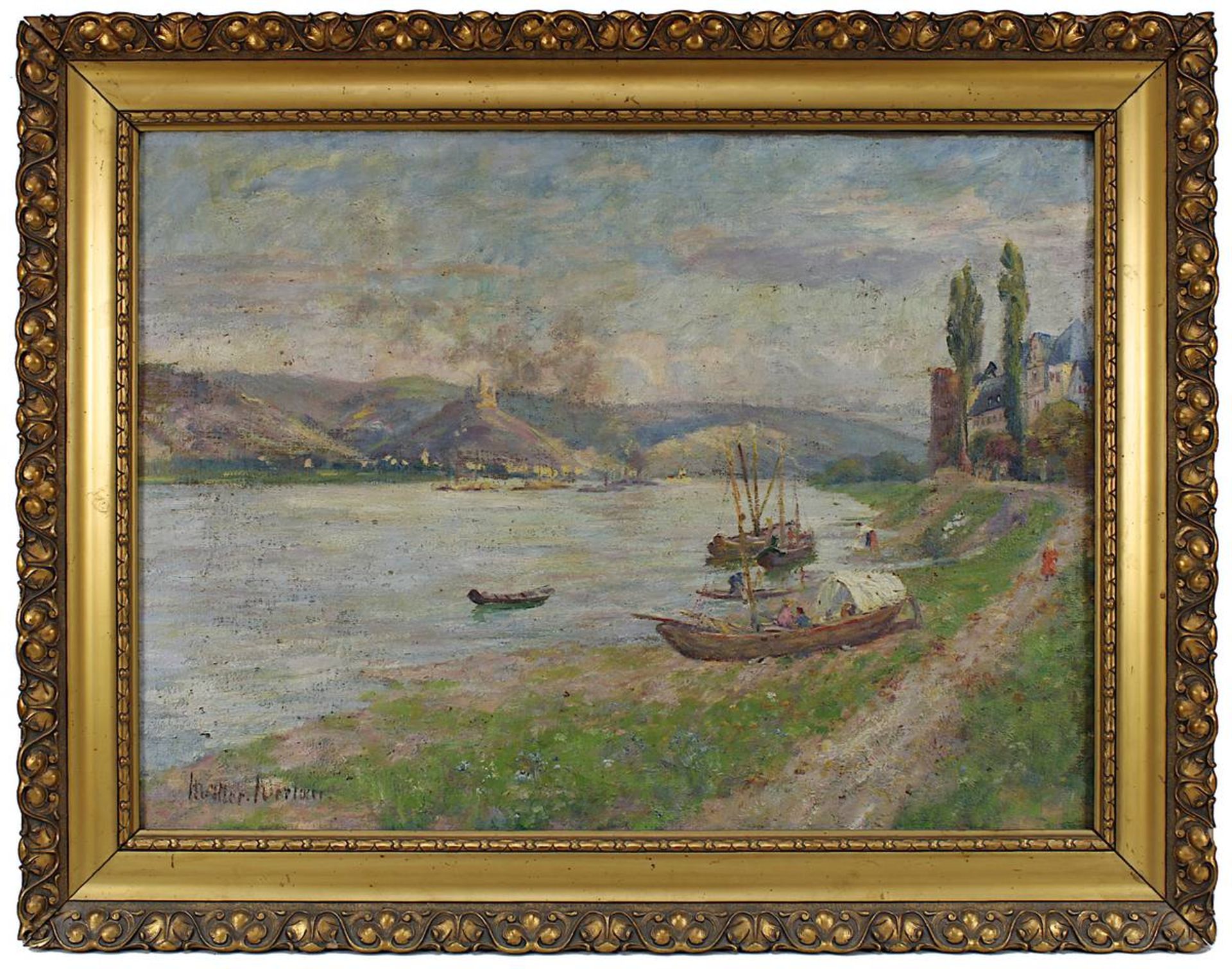 Müller-Werlau, Peter Paul (Werlau 1867 - 1949 Bonn), Rheinansicht, wohl Blick über den Rhein auf