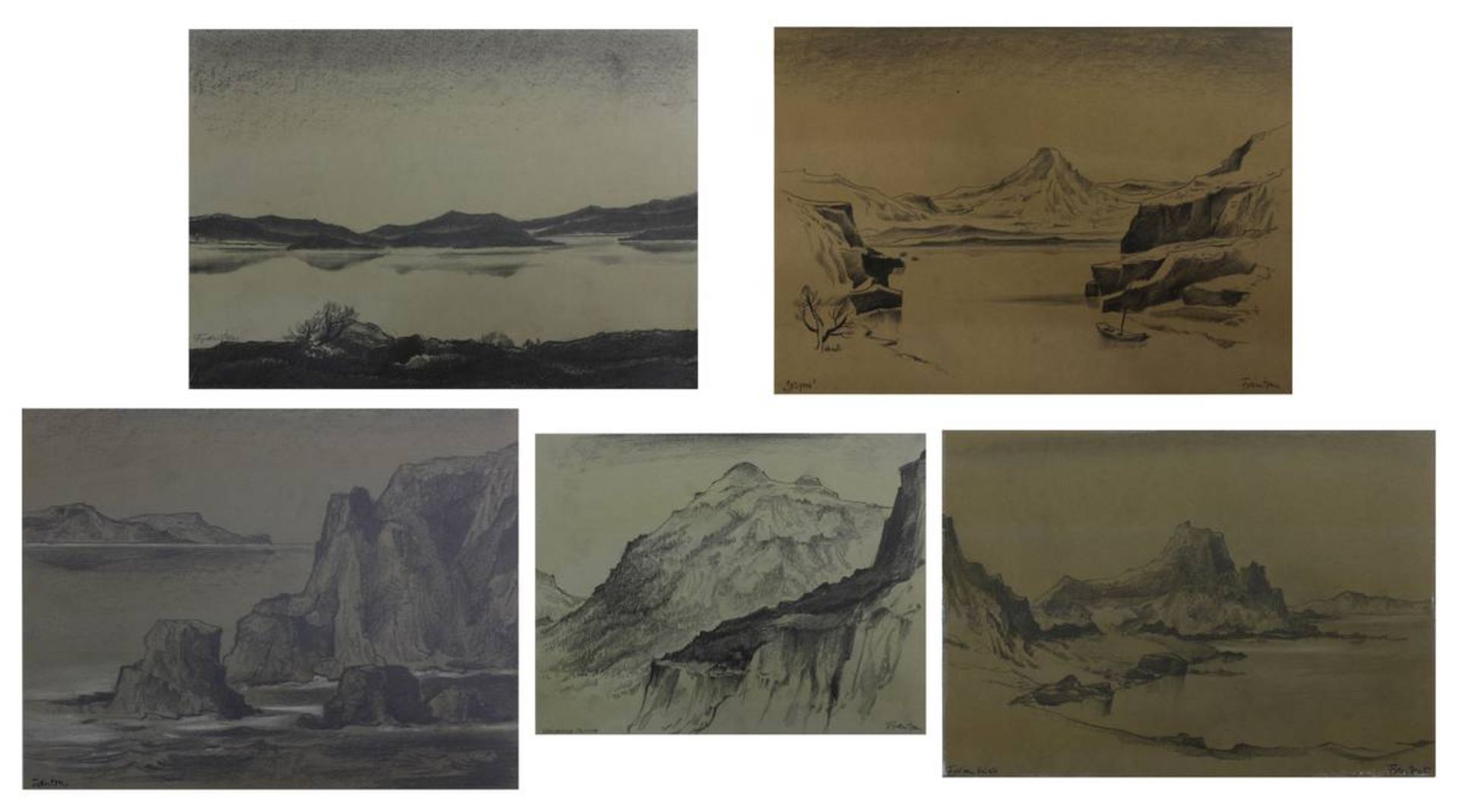 Frantzen, Peter (Saarbrücken 1913 - 2003 Dudweiler), fünf Bleistiftzeichnungen, jeweils am unt. Rand