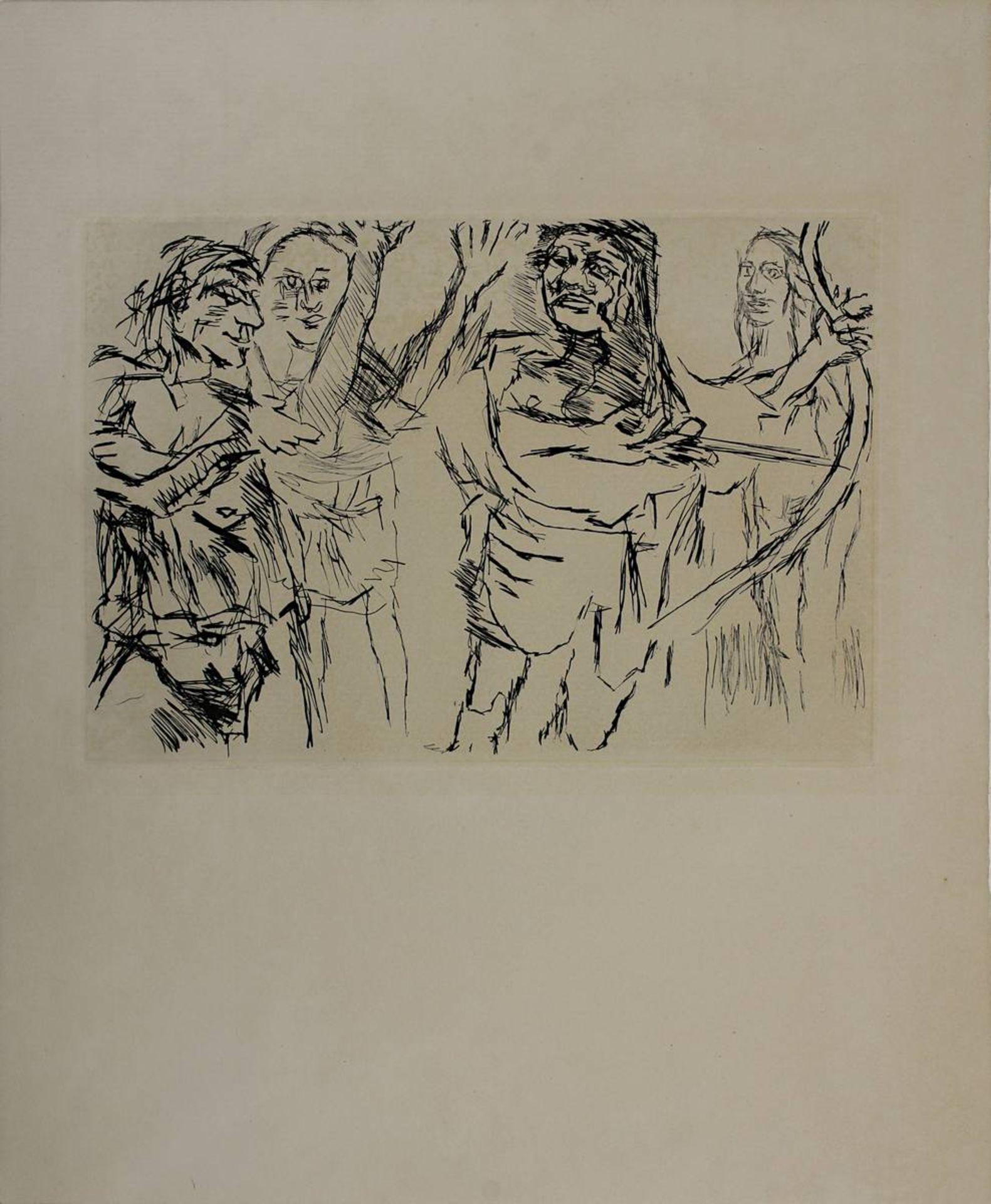 Kokoschka, Oskar ( Pöchlarn 1886 - 1980 Montreux), ohne Titel - Figurengruppe mit Bogenschütze,