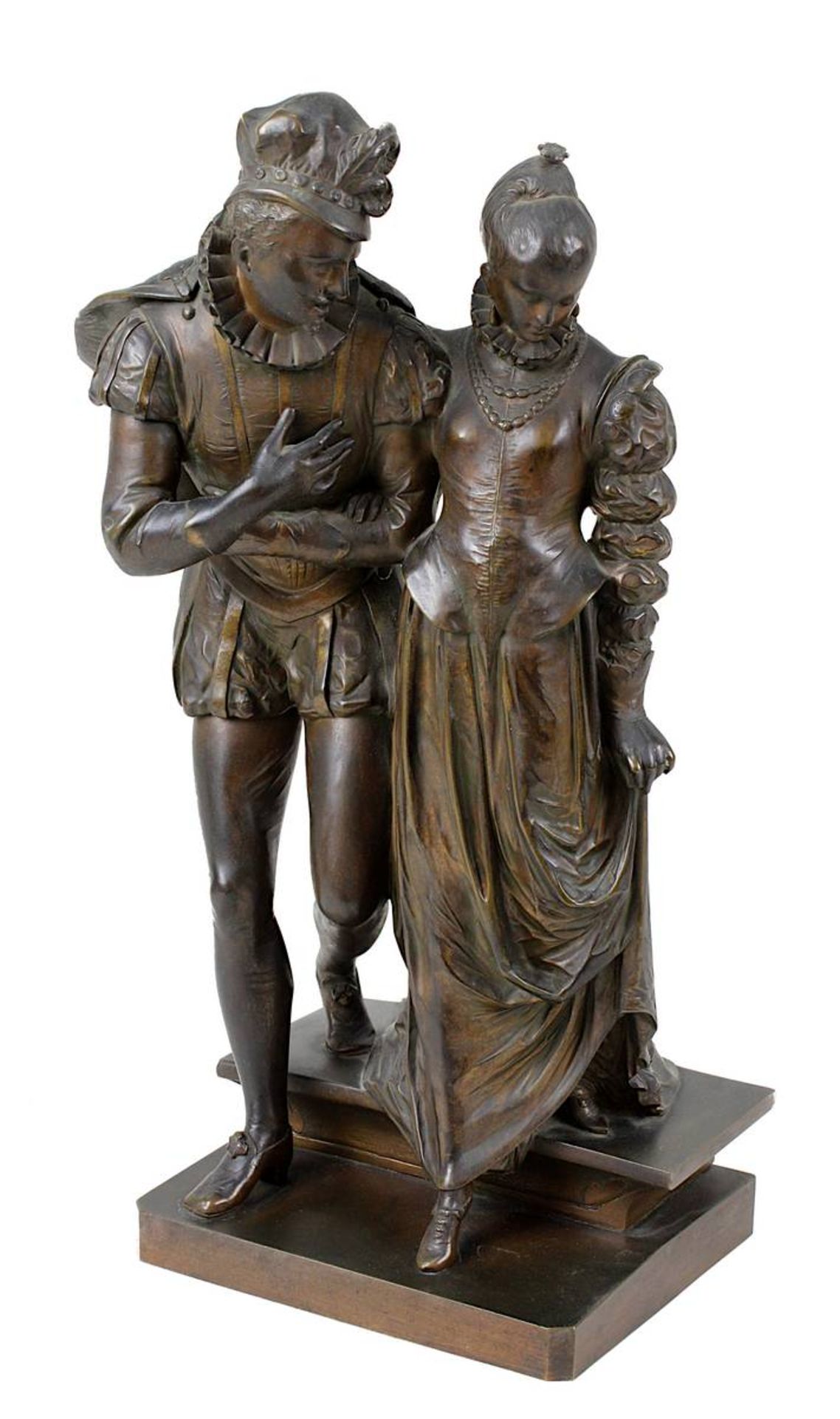 Skulpteur, Frankreich Ende 19. / Anfang 20. Jh., höfisches Paar in der Mode des ausgehenden 16. Jh.,