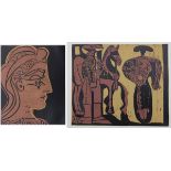 Picasso, Pablo Ruiz (Málaga 1881 - 1973 Mougins), zwei Farblinolschnitte, Frauenkopf u. spanische