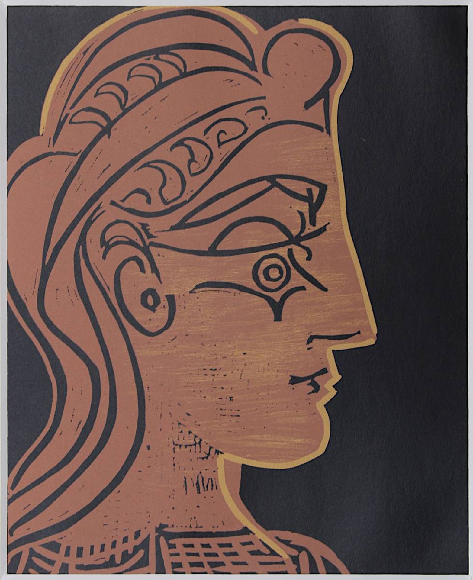 Picasso, Pablo Ruiz (Málaga 1881 - 1973 Mougins), zwei Farblinolschnitte, Frauenkopf u. spanische - Bild 2 aus 3