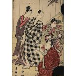 Utagawa Toyokuni (1769 - 1825), Japanischer Farbholzschnitt mit Theaterszene, Teil eines