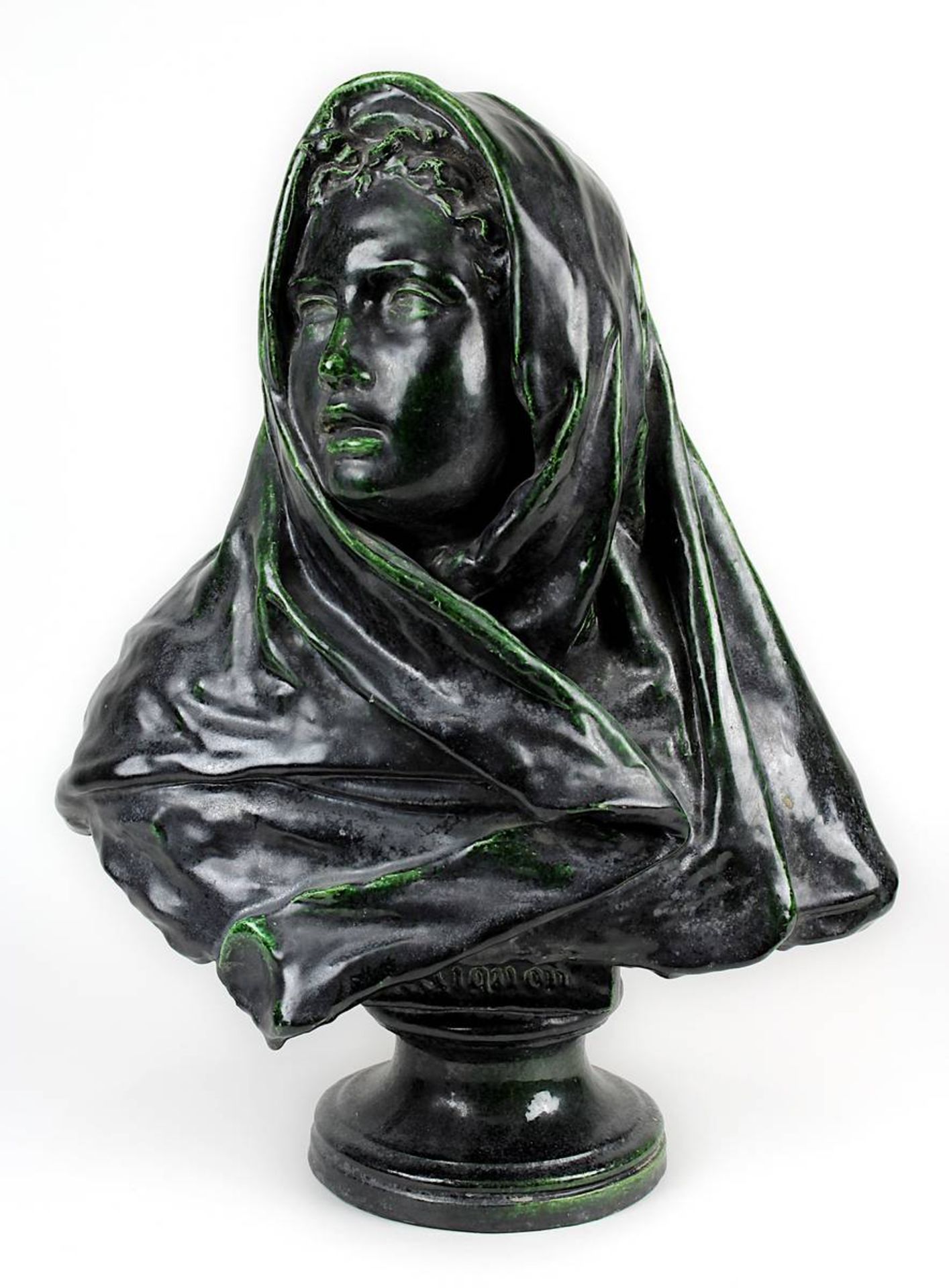 Mignon, Léon (Liège, Belgien 1847 - 1898 Schaerbeek) (attr.) Frauenbüste aus Schamotte-Steinzeug,