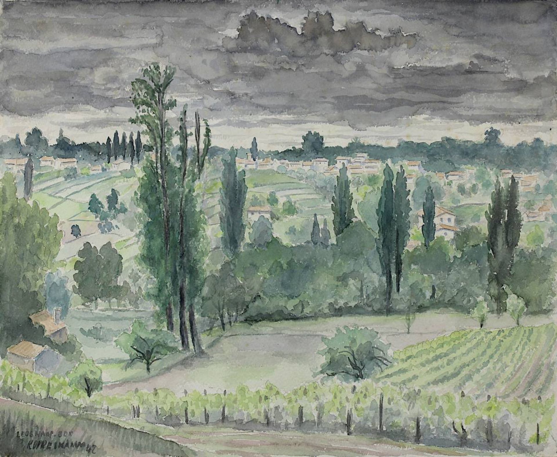 Koppelkamm, Bruno (Erdorf / Eifel 1910 - 1984 Saarbrücken), Léognan bei Bordeaux, Blick auf den - Bild 2 aus 2