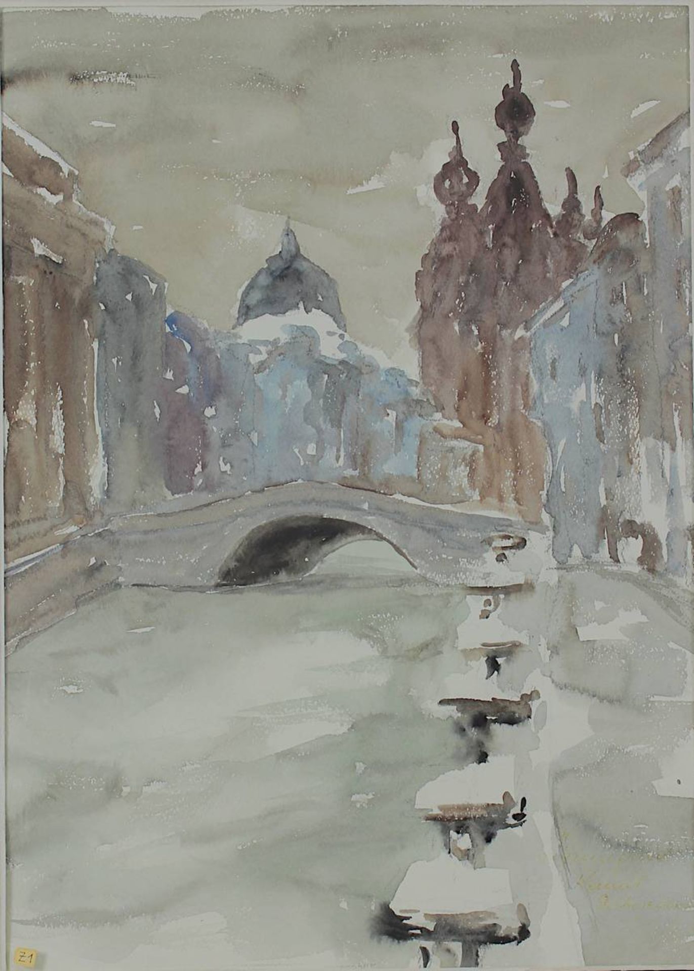 Zyzyk, Alexander "Leningrad Kanal Gribojedow", winterliche Ansicht von St. Petersburg, Aquarell, - Bild 2 aus 2