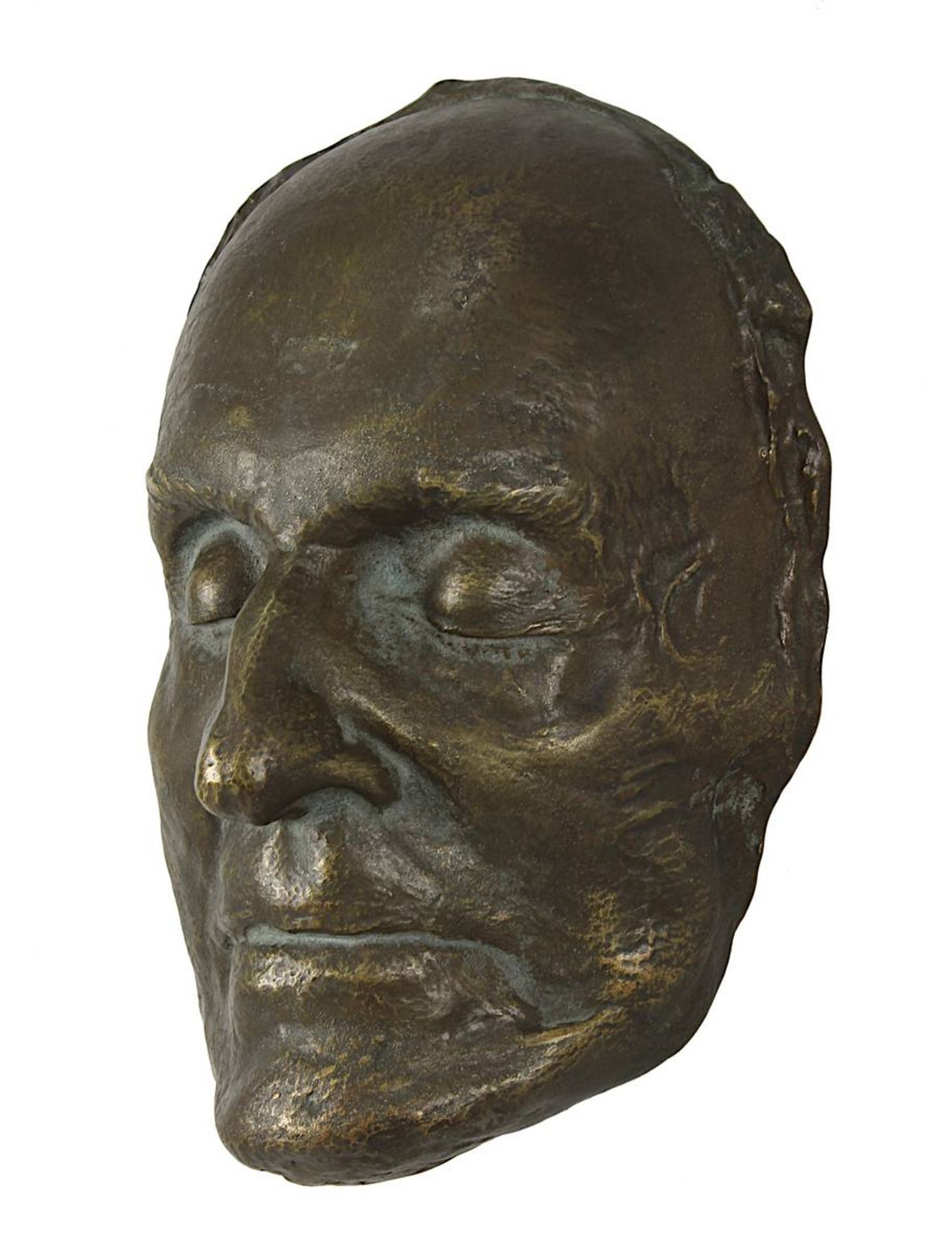 Rülke, Ernst (Leipzig 1896 - 1964 Bonn) "Totenmaske von Gerhart Hauptmann", Bronze mit goldbrauner - Image 2 of 3