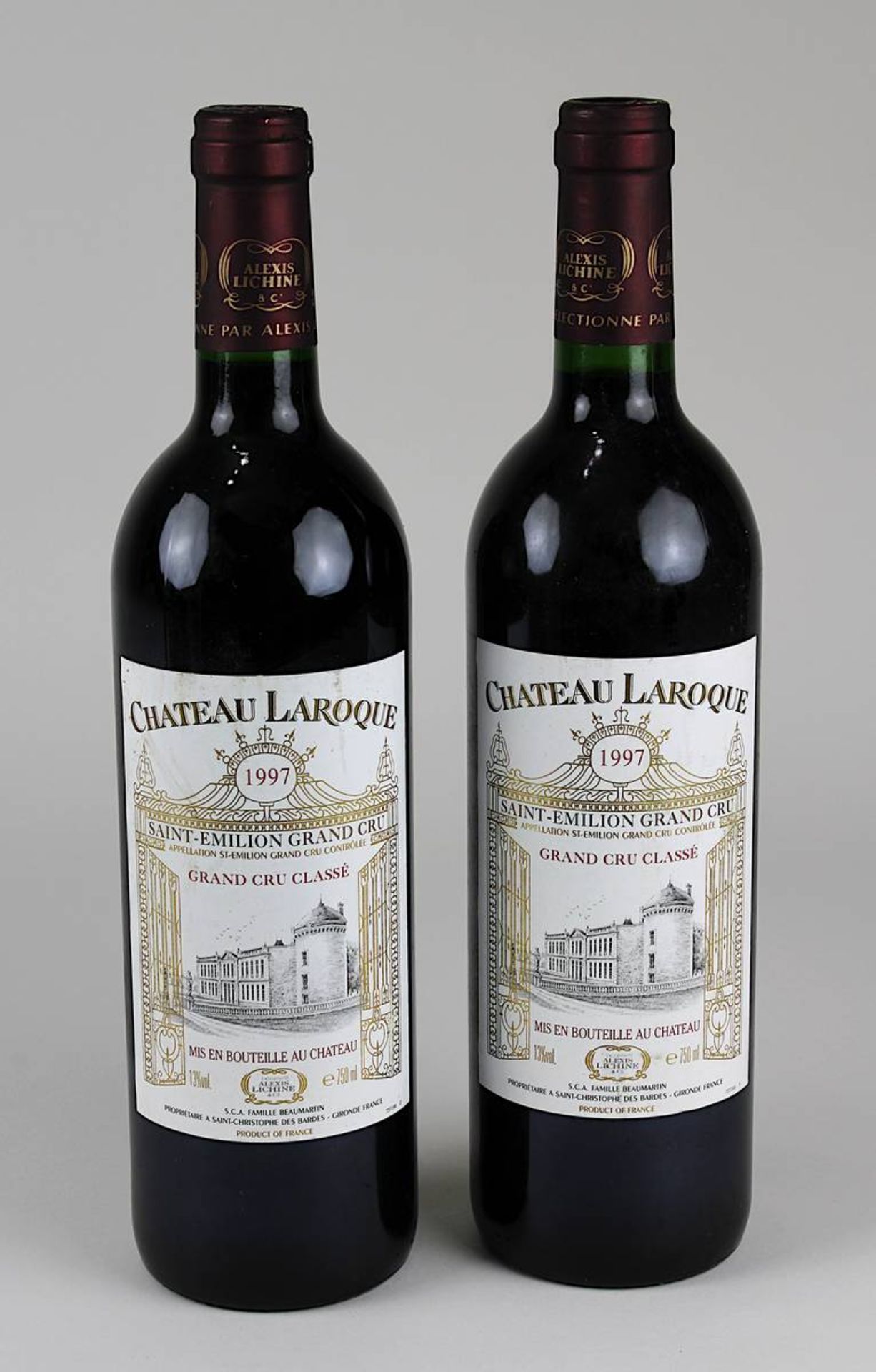 Zwei Flaschen 1997er Château Laroque, Saint-Emilion Grand Cru Classé, Saint-Christophe des Bardes,