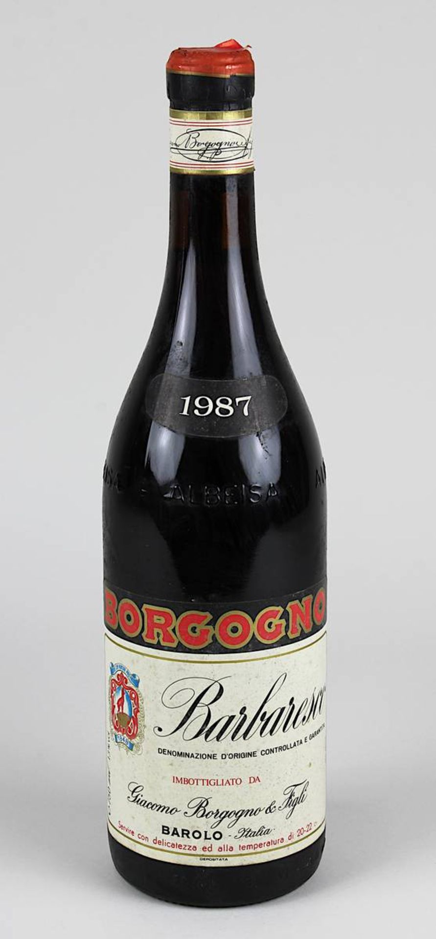 Eine Flasche 1987er Barbaresco-Barolo, Giacomo-Borgogno & Figli, gute Füllhöhe, 3192 - 0016