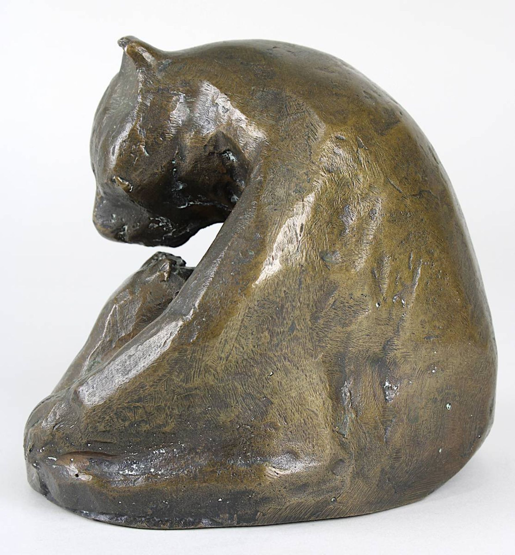 Ungedeuteter Bildhauer, Bronzefigur, Bärenmutter mit Jungen, H: 11 cm, B: 10 cm, T: 12 cm, - Bild 5 aus 7