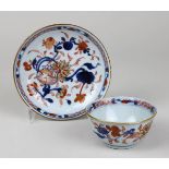 Porzellankoppchen mit Unterteller, China 18. Jh., weißer Scherben, florale rot-blaue Ducai-