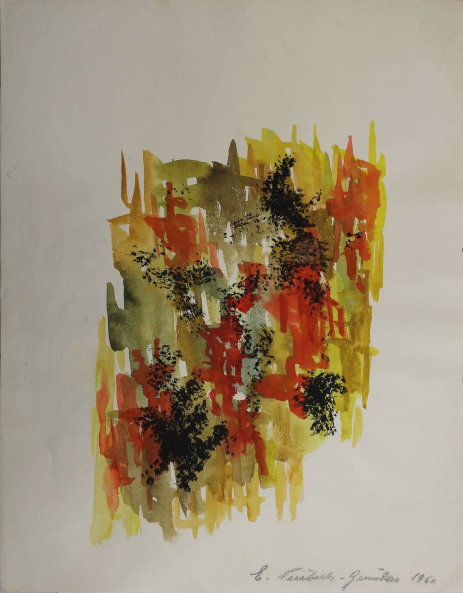 E. Neuberth (?), Abstrakte Komposition, Aquarell, am unteren Rand unleserlich signiert und datiert