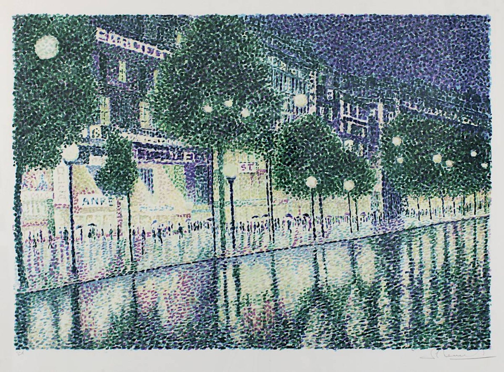 Mendjisky, Serge (Paris 1929 - 2017 Paris), Uferpromenade an der Seine bei Nacht, - Bild 2 aus 2