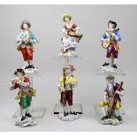6 Musiker, Porzellanfiguren im Rokoko-Stil, Unterweißbacher Werkstätten 2. H. 20. Jh., Porzellan