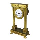 Vergoldete Säulen-Pendule, Frankreich 1. H. 19. Jh., französisches Pendulenwerk mit Stunden- und