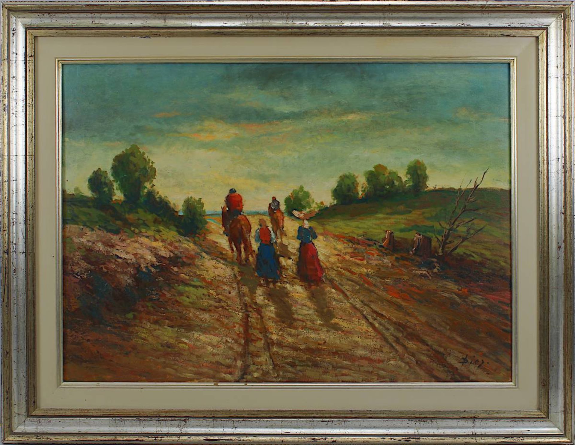 Diego, Genre- und Landschaftsmaler, "Le Retour des Champs", Öl auf Leinwand, 2 Hälfte 20 Jh.,