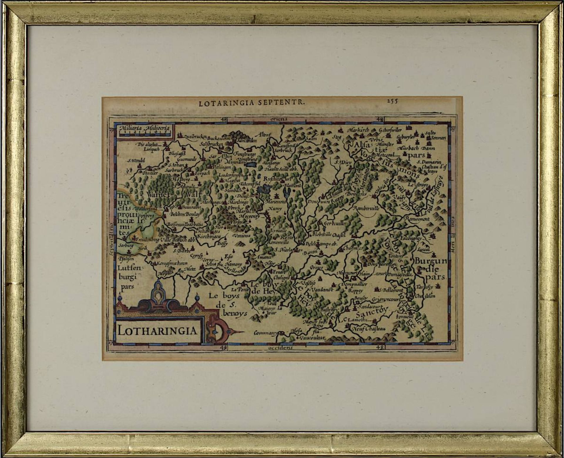Drei kolorierte Kupferstichkarten, 1. H. 17. Jh., zwei Karten vom Elsass, "Alsatia Inferior u. - Bild 4 aus 4