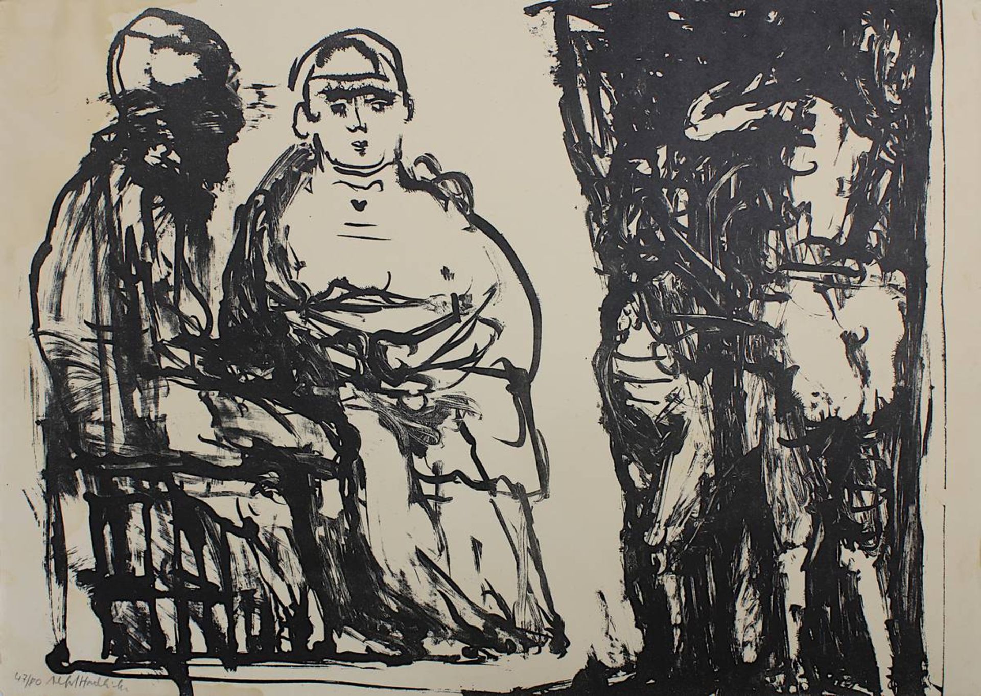 Hrdlicka, Alfred (Wien 1928 - 2009 Wien), ohne Titel, Figuren, Lithographie, links unt. sign. u.