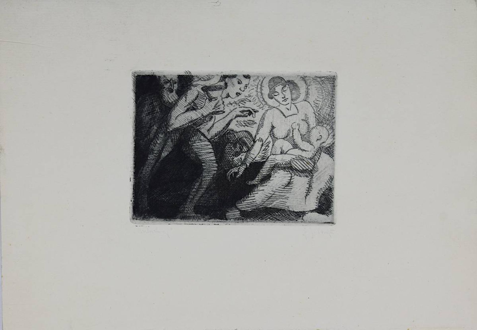 Elf Grafiken u. eine Zeichnung, 1. H. 20. Jh., meist Radierungen, u.a.: Friedrich Barth, Flöte - Bild 6 aus 13