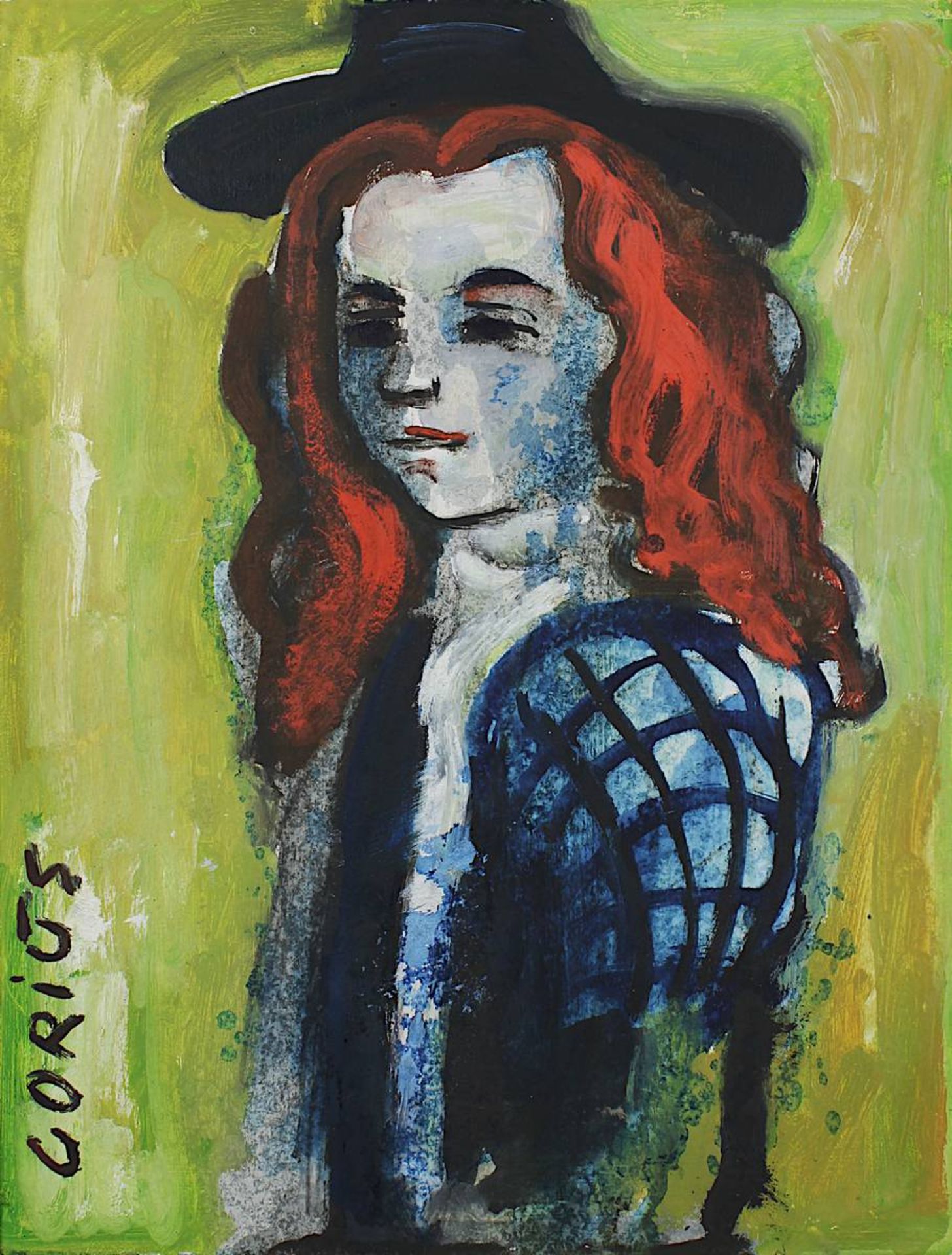 Gorius, Wolfgang (Hagen 1932 - 2003 Saarbrücken), Junge Frau mit rotem Haar, als Schulterstück, Öl - Bild 2 aus 2