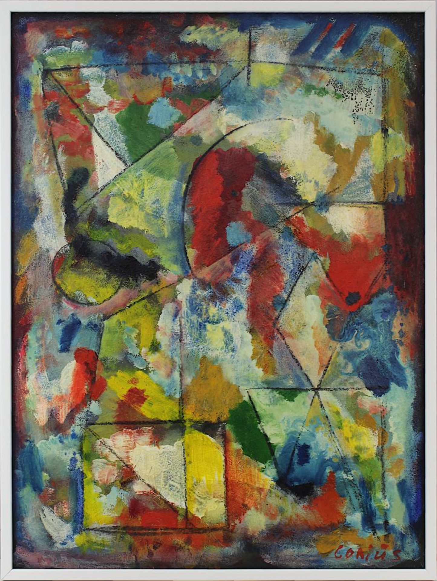 Gorius, Wolfgang (Hagen 1932 - 2003 Saarbrücken), Abstrakte Komposition mit geometrischen Formen, Öl