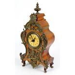 Lenzkirch - Tischwecker mit Holzgehäuse, Schwarzwälder Uhrenproduktion um 1890, palisanderfarbenes