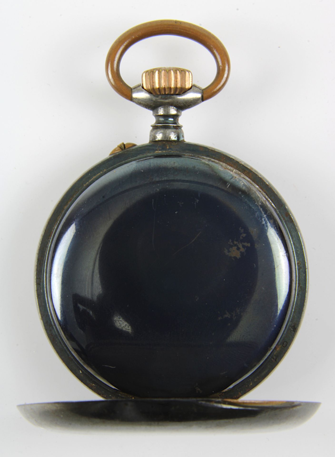 Komplikations-Taschenuhr mit Mondphase, Schweiz um 1900, Eisengehäuse, vergoldetes Brückenwerk mit - Bild 4 aus 5