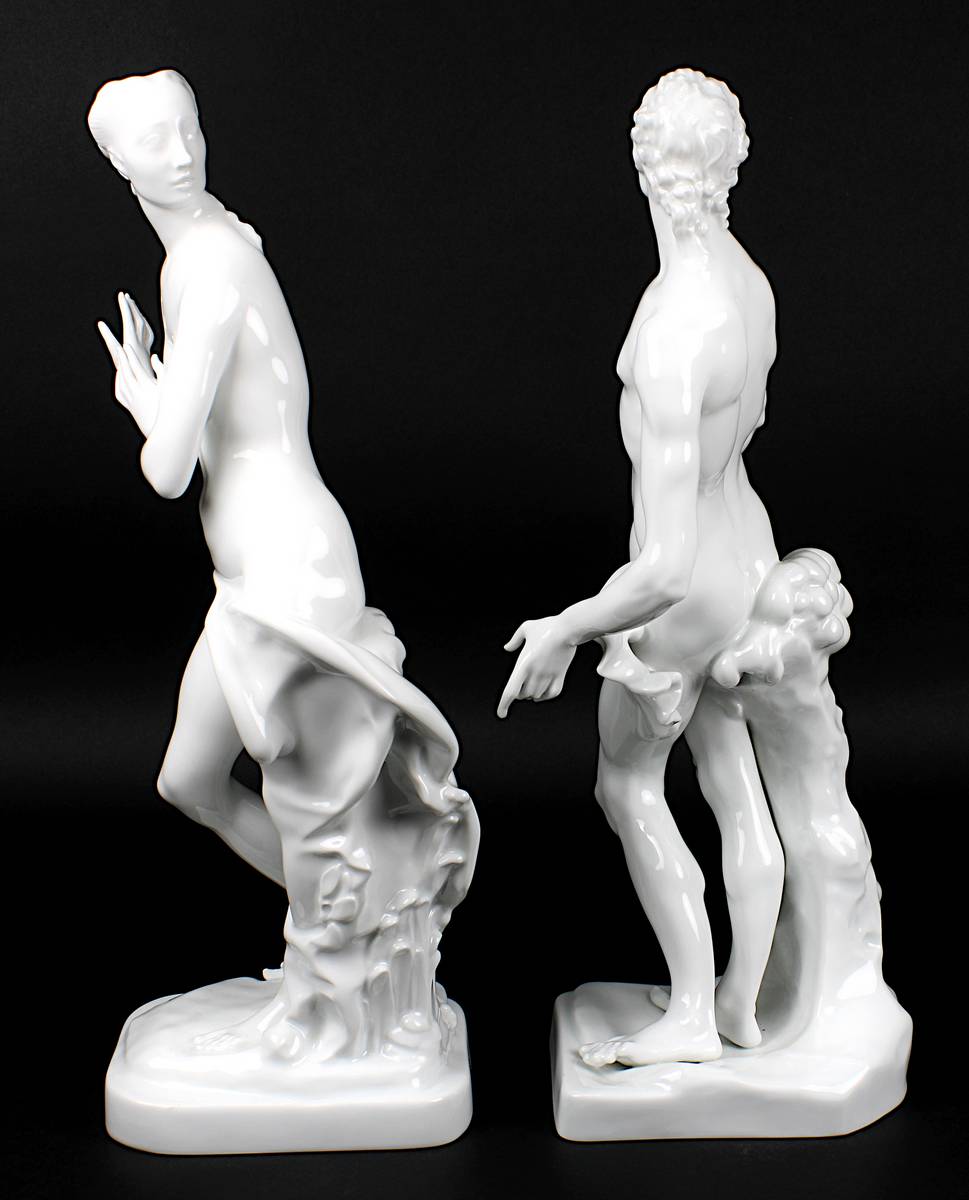 Apollo und Daphne, Porzellanfigurenpaar KPM Berlin, 2. H. 20. Jh., Entwurf: Paul Scheurich (1883 - - Image 2 of 5