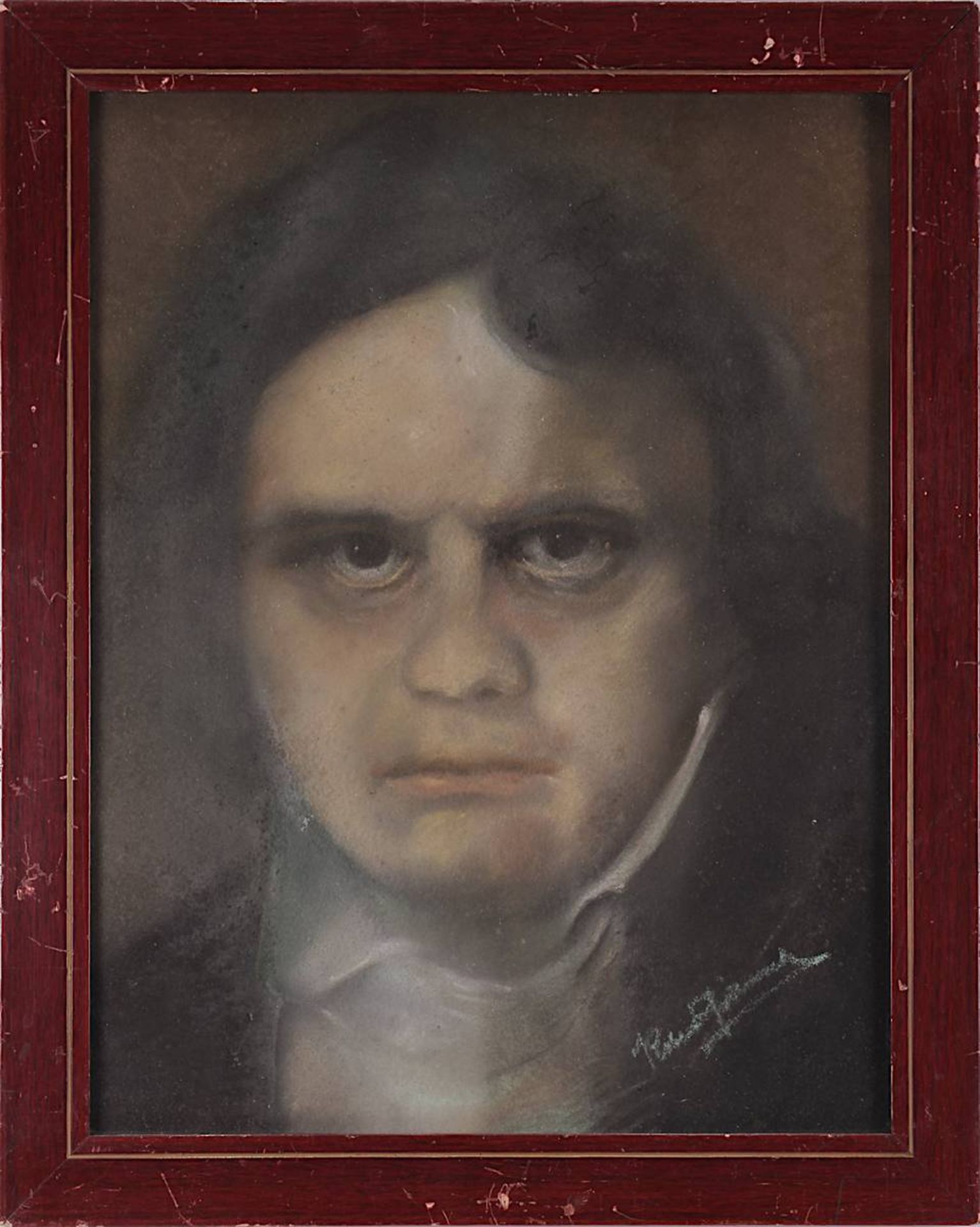 Zeichner 19. Jh., Porträt Ludwig van Beethoven, Pastellkreidezeichnung, re. unt. unleserlich