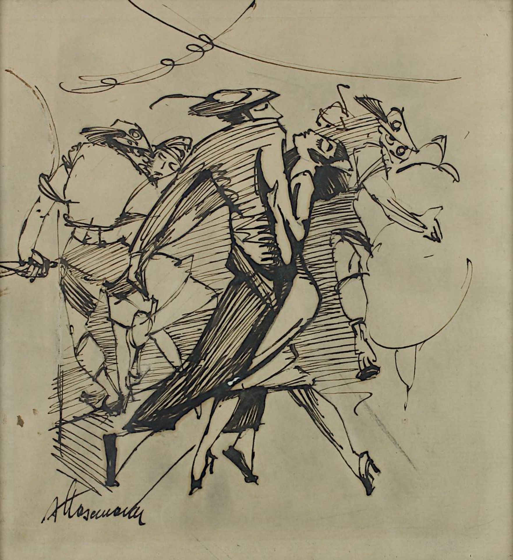 Hasemann, Arminius (Berlin 1888 - 1979 Berlin), Tanzpaare im Karneval, Tuschzeichnung 1920er - Bild 2 aus 2