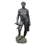 Meunier, Constantin (Etterbeek/Brüssel 1831 - 1906 Ixelles) "Mineur", Bronzeskulptur, auf Sockel
