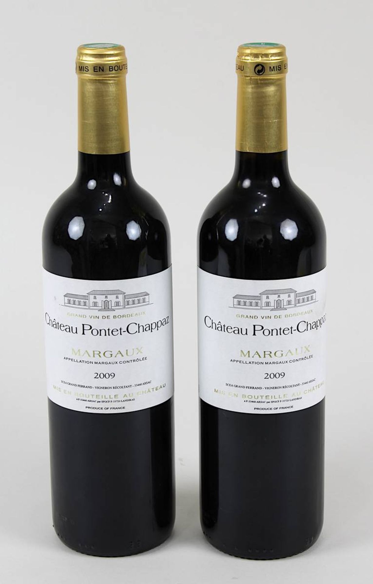 Zwei Flaschen 2009er Château Pontet-Chappaz, Margaux, jeweils gute Füllhöhe, 3054 - 0053